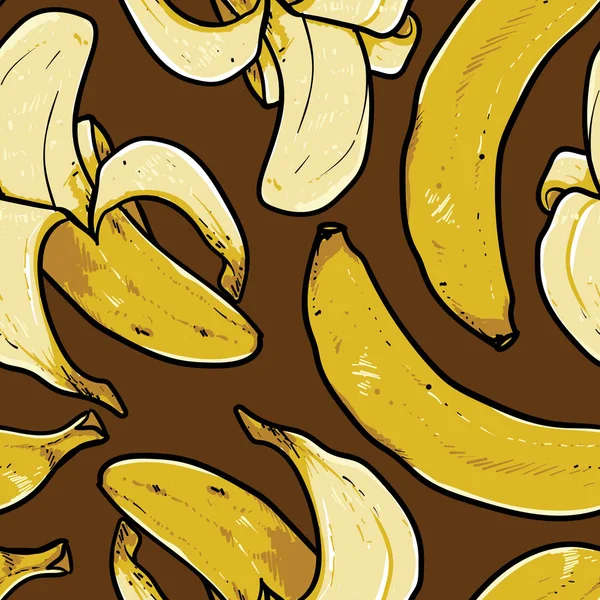 Banana Sem Costura Padrão Vetor Desenho Brown Fundo — Vetor de Stock