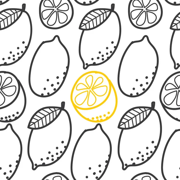 Limonlu narenciye Seamless Modeli Doodle vektör çizim 