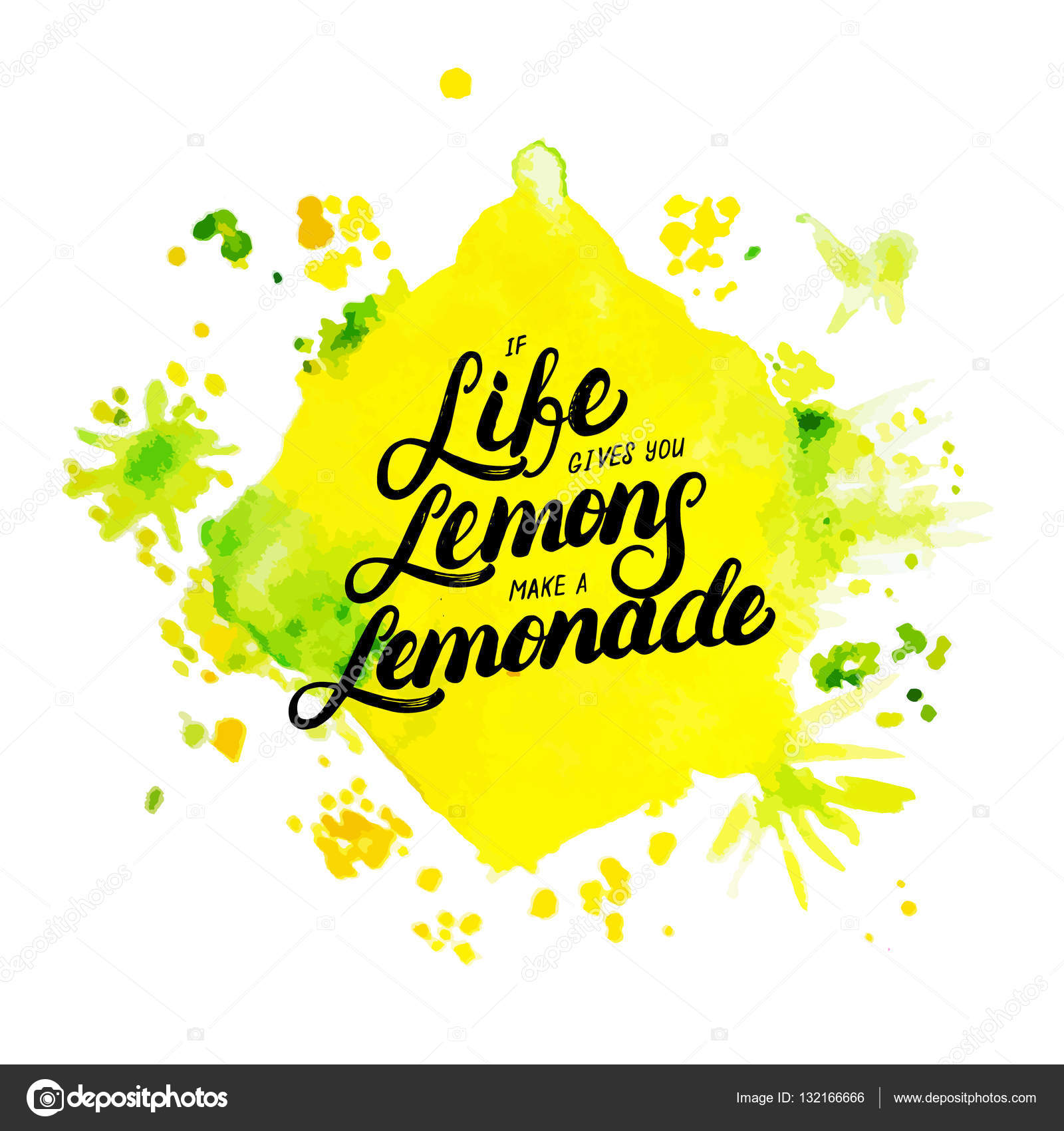 If life gives you lemons make lemonade hand written lettering on watercolor background Modern brush calligraphy Motivational quote with lemon for card