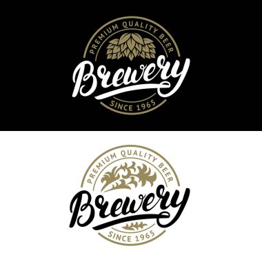 Bira el yazılı yazı logo, etiket, rozet kümesi.