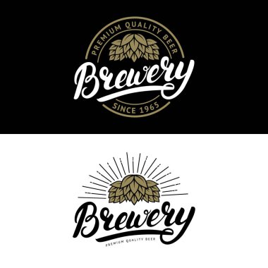 Bira el yazılı yazı logo, etiket, rozet kümesi.
