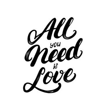 Tek ihtiyacınız aşk el harflerle yazılı olan.