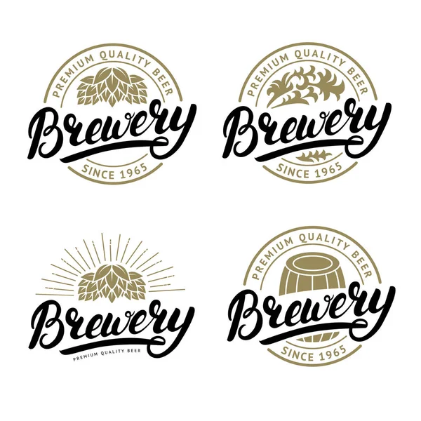 Bira el yazılı yazı logo, etiket, rozet kümesi.