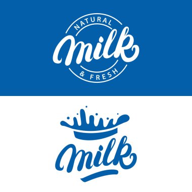 Süt el yazılı logosu, etiket veya rozeti yazı kümesi.