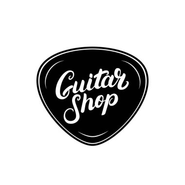 Gitar Dükkanı el yazılı yazı logo, amblem, etiket, rozet.