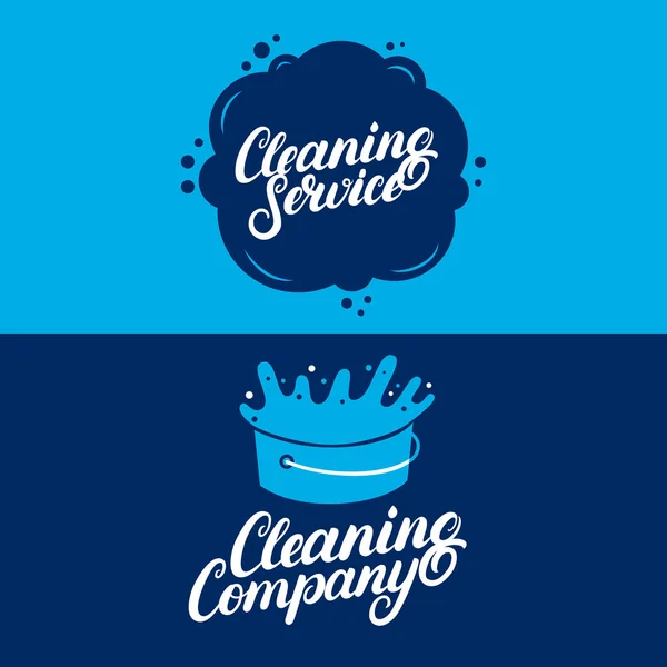 Set of hand written lettering Cleaning Service logos, labels, badges, emblems. — Stock Vector