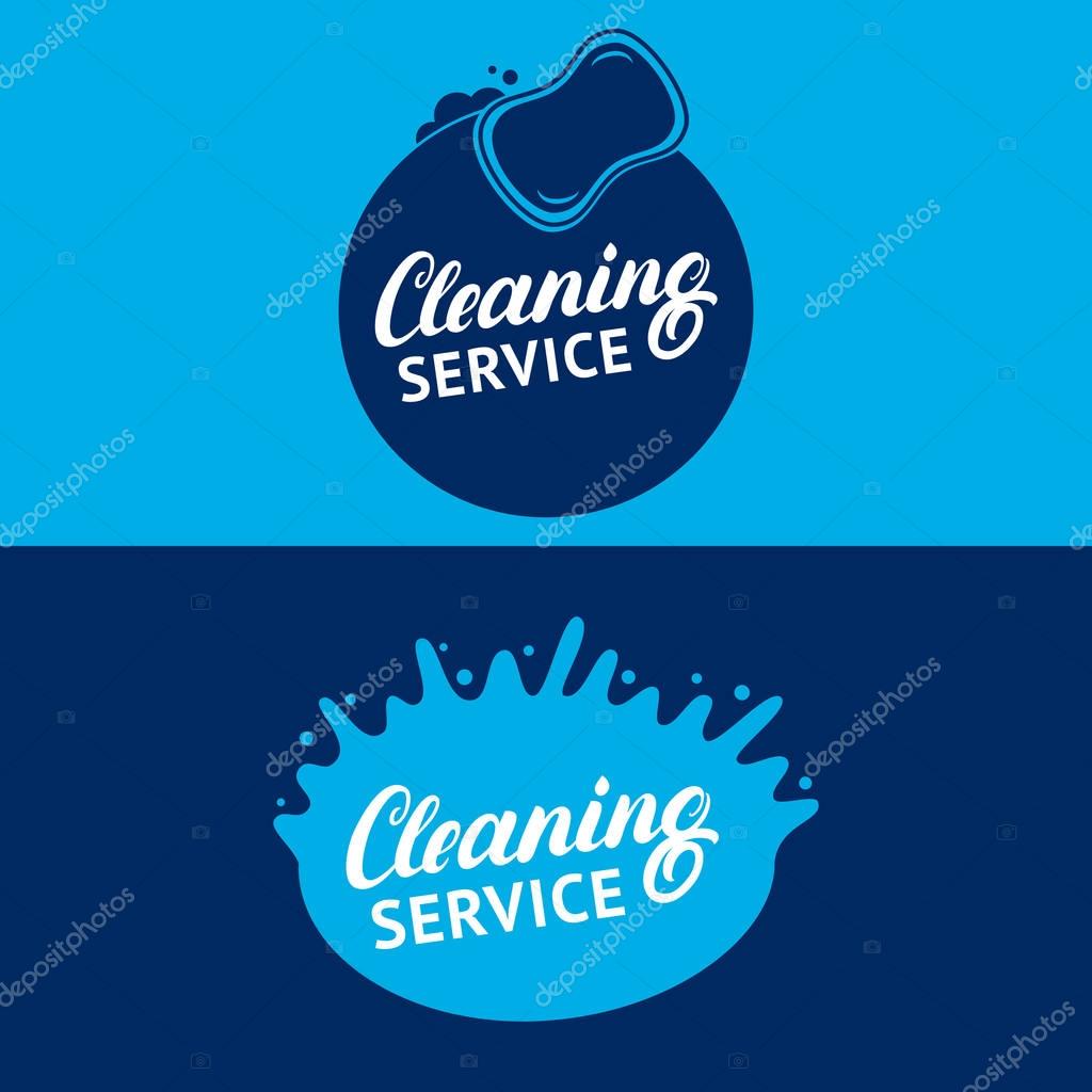 Set of hand written lettering Cleaning Service logos, labels, badges, emblems. Isolated on background. Vector illustration.