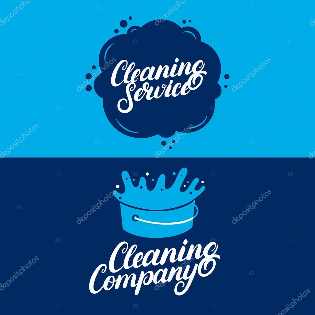 Set of hand written lettering Cleaning Service logos, labels, badges, emblems. Isolated on background. Vector illustration.
