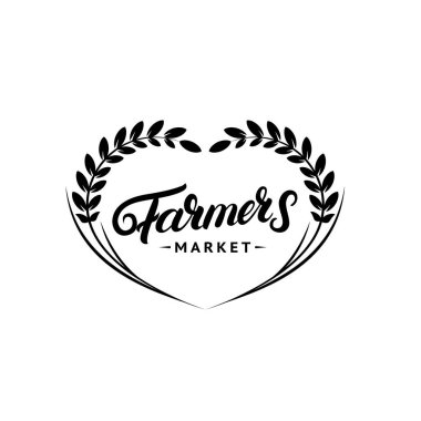 Farmers Market el yazılı yazı logo, etiket, rozet, amblemi.