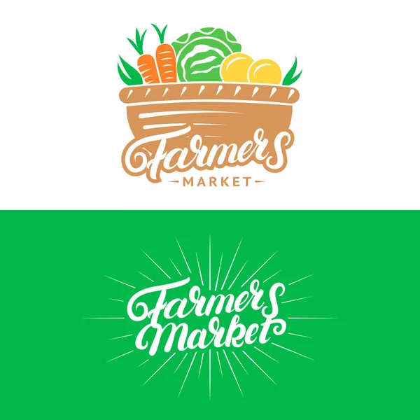 Набір Фермерський ринок рука написання логотипів, етикеток, значків, емблем . — стоковий вектор