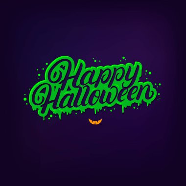 Alıntı yazı mutlu Halloween el yazılı.