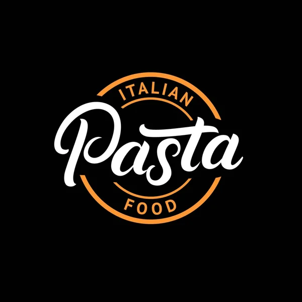 Pasta hand written lettering logo, label, badge, emblem. — Stock Vector