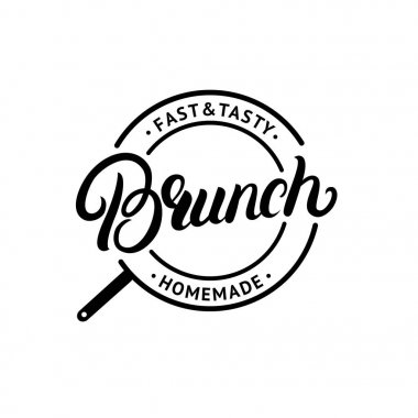 Brunch el yazılı yazı logo, amblem, etiket işareti.