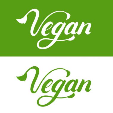 Vegan el yazılı yazı logo, etiket, amblem, simgesi.