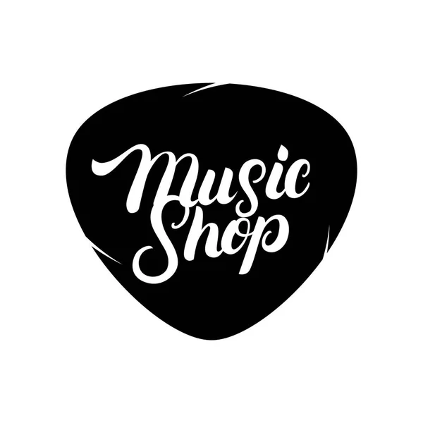 Music Shop lettrage écrit à la main logo, étiquette, insigne, emblème . — Image vectorielle