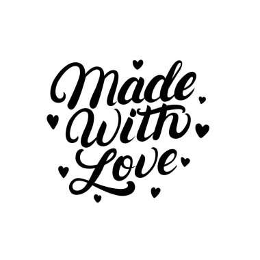 Aşk el yazılı etiket, kalpleri ile rozet yazı ile yapılan.