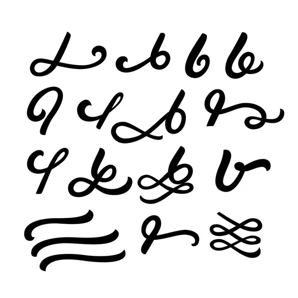 Zestaw odręczny napis podkreśla i rozkwitać dla liter kaligrafia i tekst. — Wektor stockowy