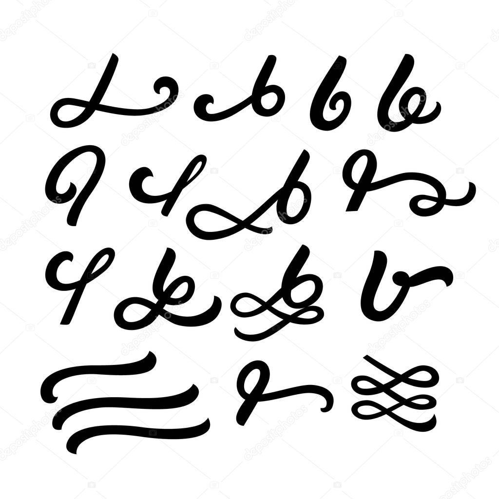 Set of hand written lettering underlines and flourish for your calligraphy letters and text.