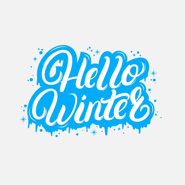 Hola Invierno escrito a mano lettering cita para invitación, tarjeta de felicitación, teev impresiones y carteles . — Archivo Imágenes Vectoriales