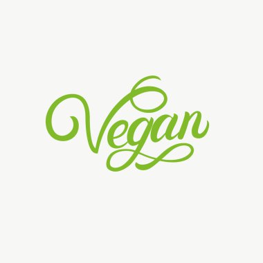Vegan el harflerle yazılı. Etiket, logo, rozet, amblem için modern hat.