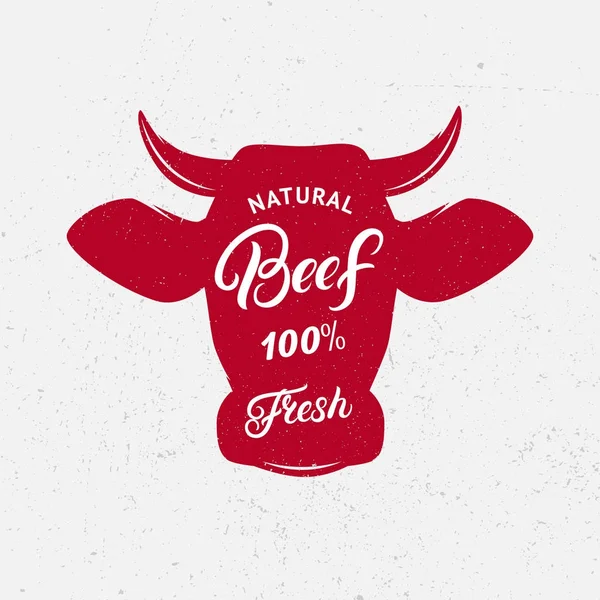 Logo de boeuf, étiquette, impression, affiche pour boucherie, marché fermier, steak house . — Image vectorielle