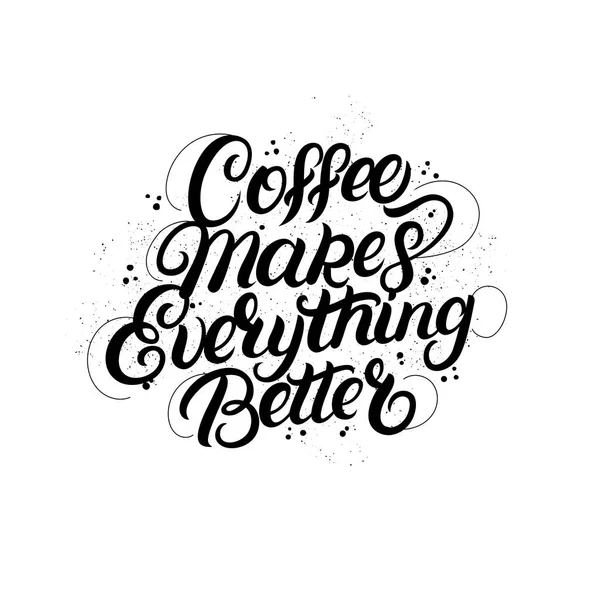 Kávé egy ölelés, egy bögre kézzel írott betűkkel a csésze kávé, könnyű sugarak, sunburst. — Stock Vector