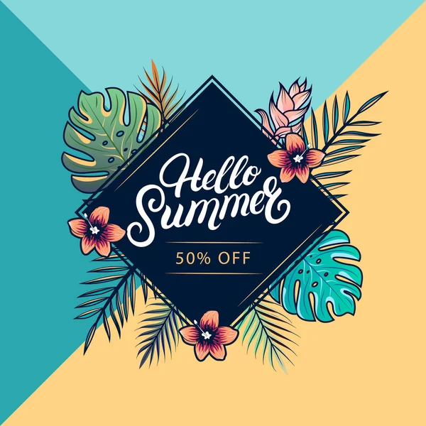 Hello Summer Sale banner colorido — Vector de stock