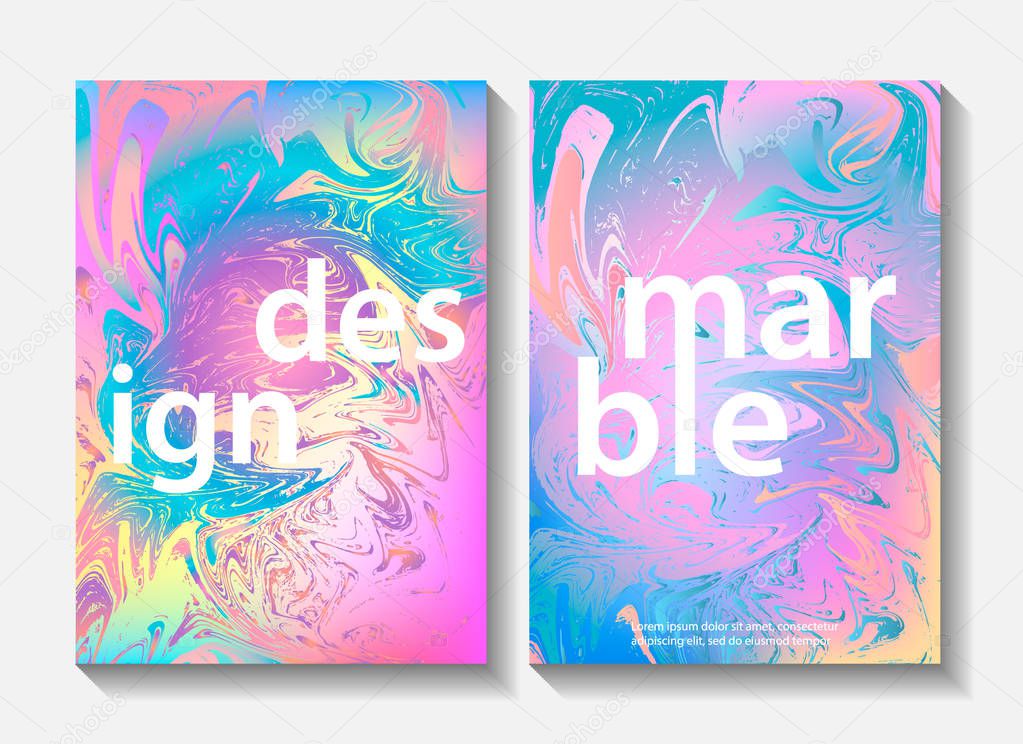 Set of creative design posters with marbling.