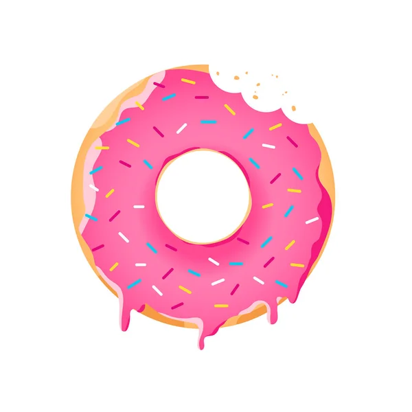 Realistic donut with colorful sprinkles. — Stock Vector