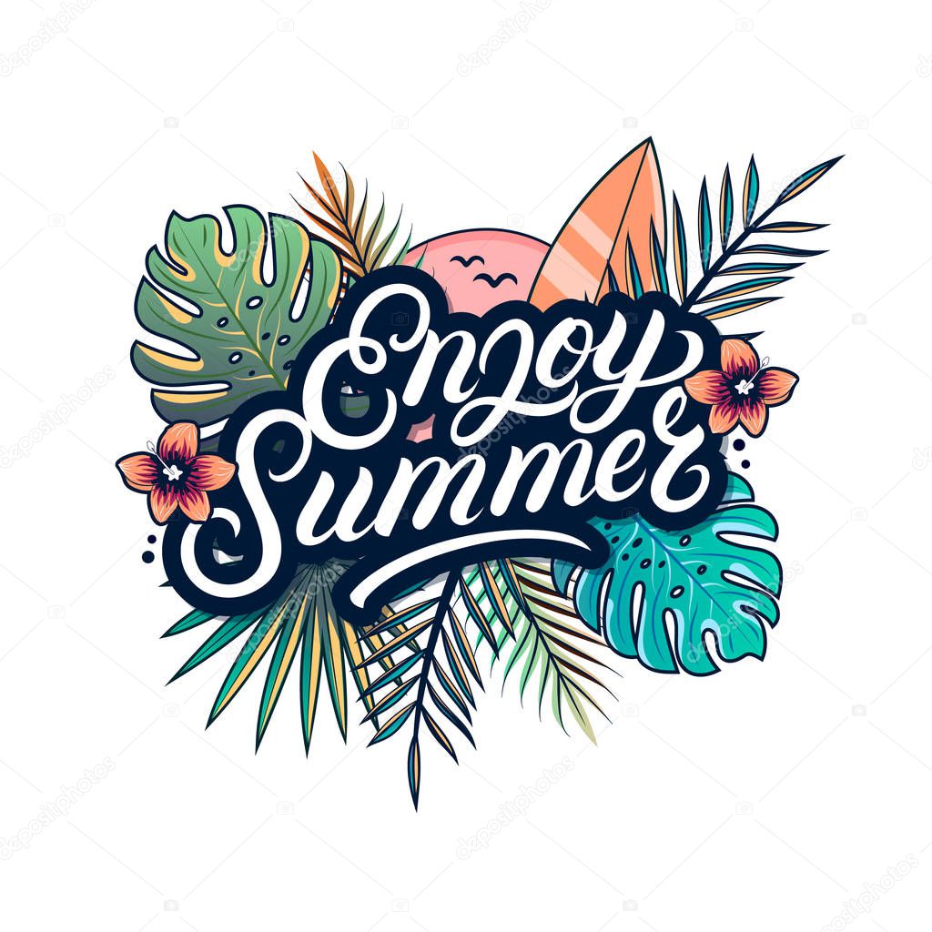 Enjoy summer hand written lettering text