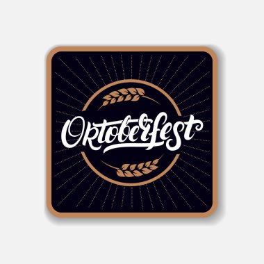 Coaster el yazılı kelime Oktoberfest yazı ile beerl için.