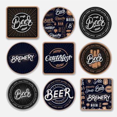 Bira için 9 bardak altlığı seti