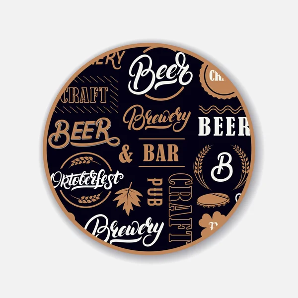 Coaster for beerl with hand written lettering. — Stock Vector