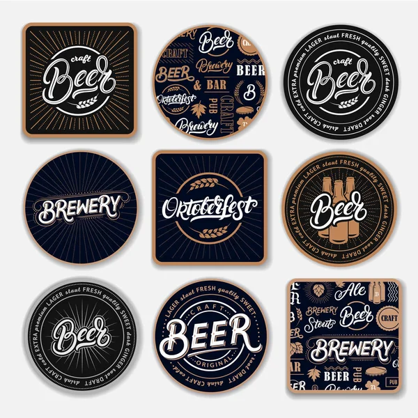 Set de 9 posavasos para cerveza — Vector de stock