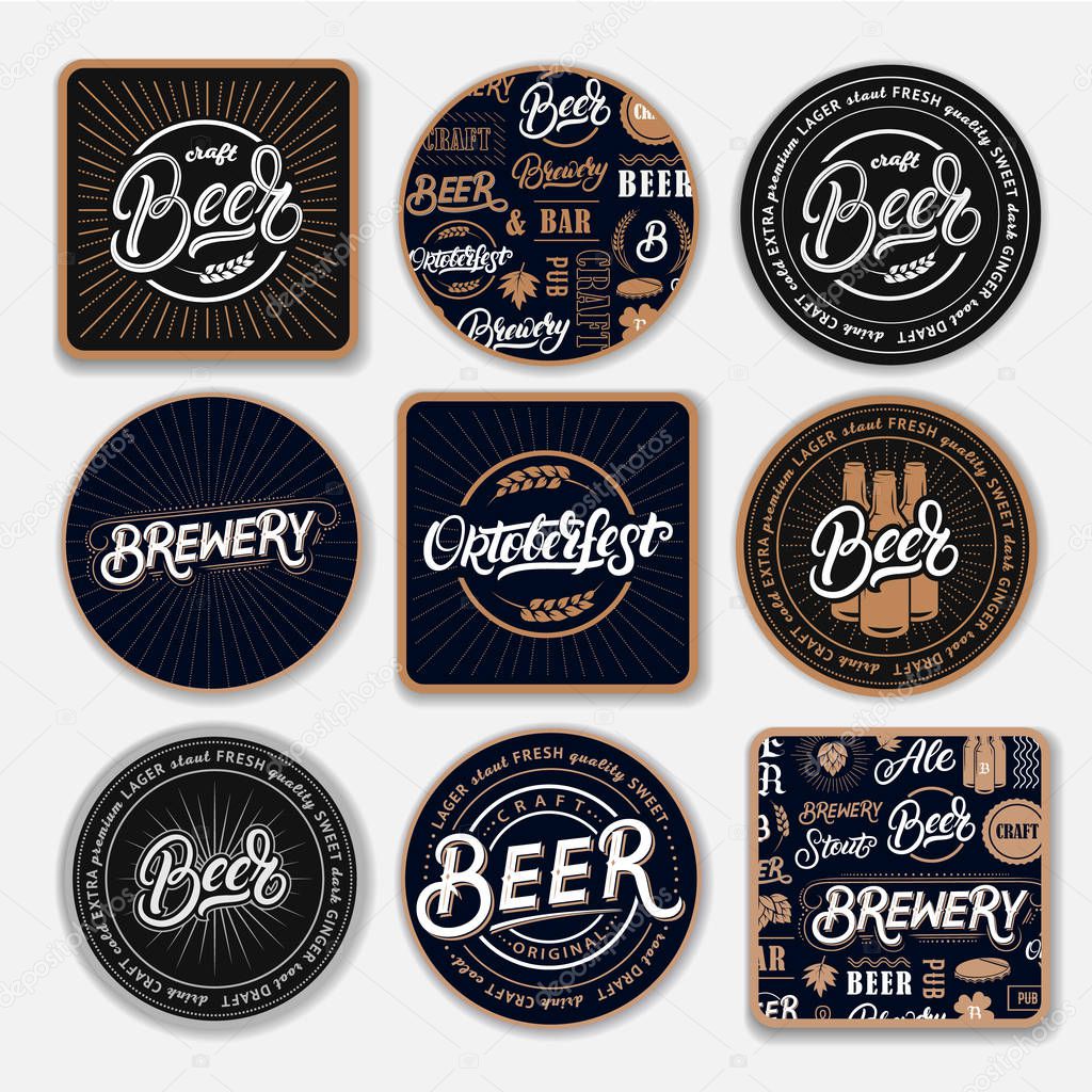 Set of 9 coasters for beer