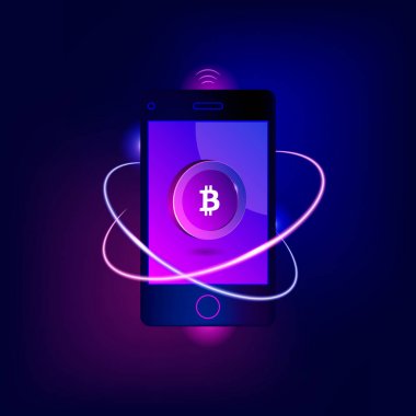 Mobil bitcoin ödeme kavramı.