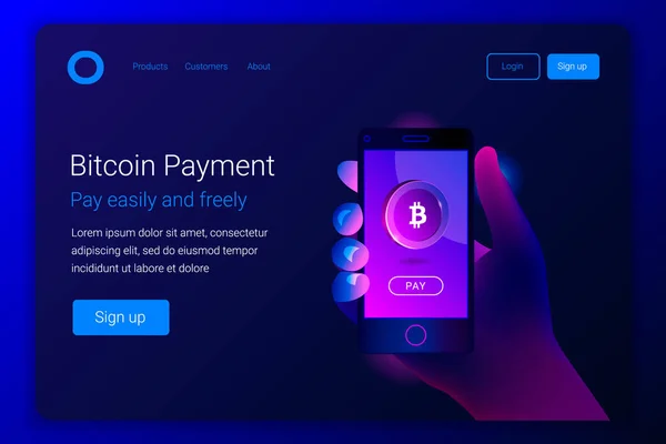 Mobil bitcoin ödeme kavramı.