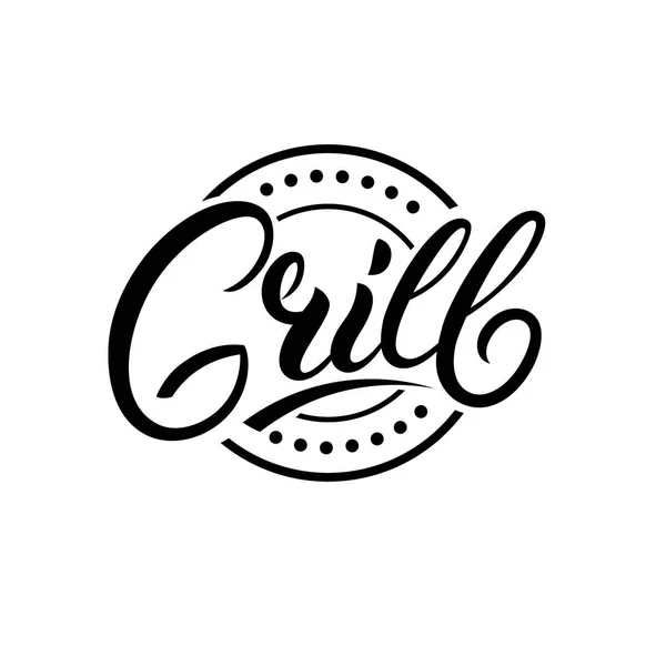 Grill mão escrito lettering logotipo, sinal, emblema . —  Vetores de Stock