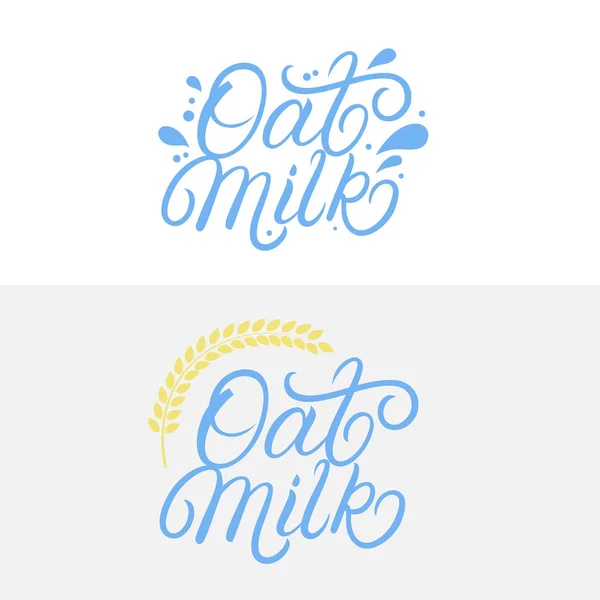 Oat Milk hand written lettering logo set. — Stock Vector