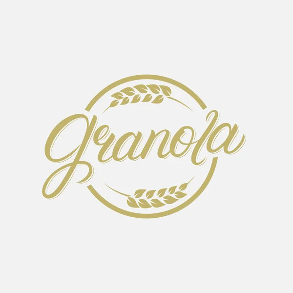 Granola handgeschreven belettering logo — Stockvector