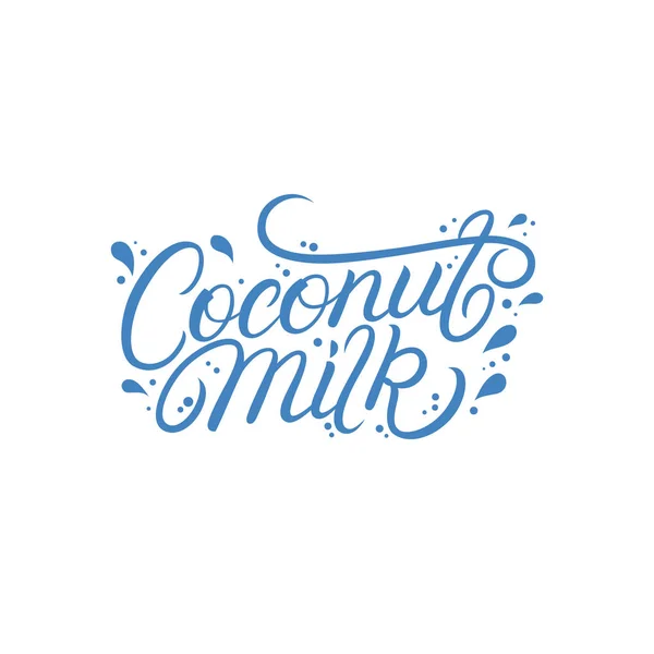 Coconut milk hand written lettering for logo — Stock Vector