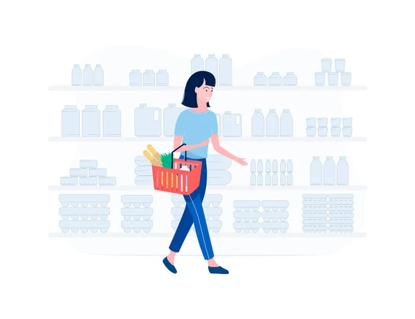슈퍼마켓 쇼핑 개념. — 스톡 벡터