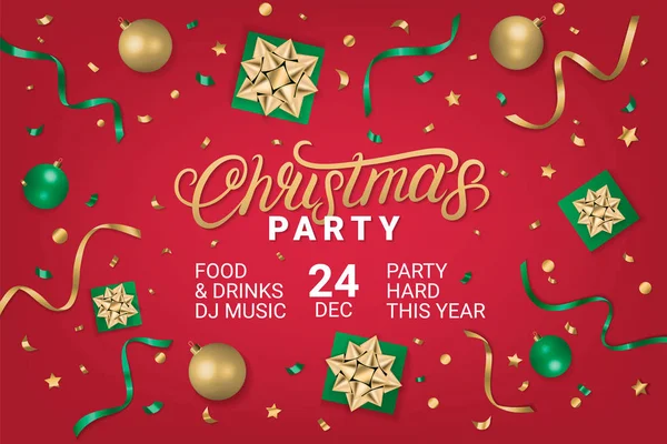 Горизонтальный плакат с рождественской вечеринкой — стоковый вектор