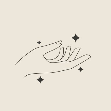 Kadın çizgisi, el hareketi logosu.