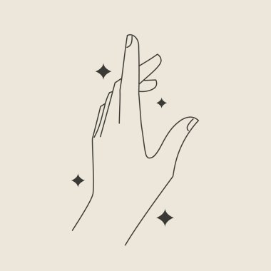 Kadın çizgisi, el hareketi logosu.