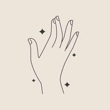 Kadın çizgisi, el hareketi logosu.