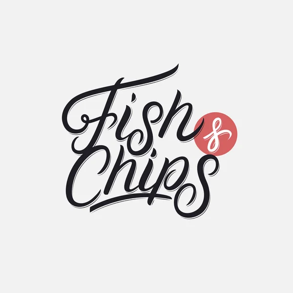 Fish and chips lettrage écrit à la main logo — Image vectorielle