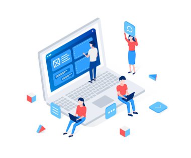 Web geliştirme, ui veya ux izometrik kavram.