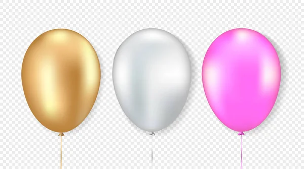 Ensemble de ballon doré, blanc et rose — Image vectorielle