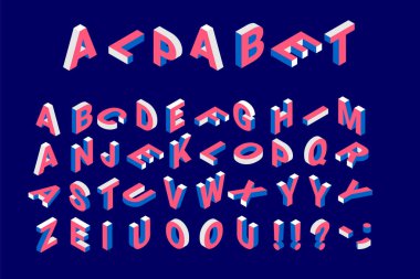 Isometric 3d renkli alfabe
